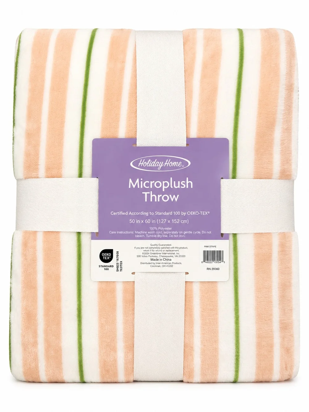 Microplush Throw Blanket Pink Stripe 50x60 NWT Soft Cozy